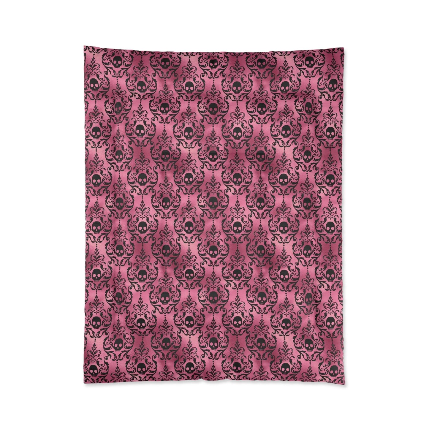Goth Black Skull Damask Halloween Glam Goth Pink Comforter | lovevisionkarma.com
