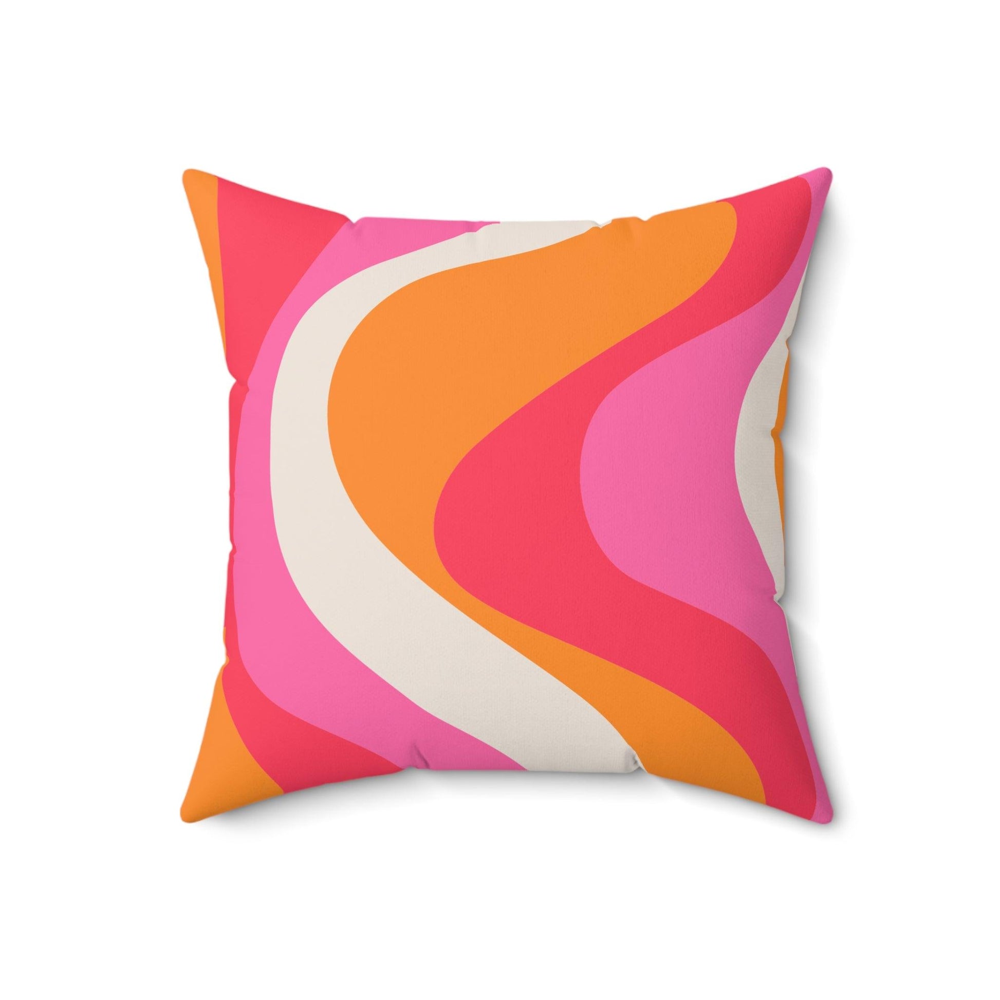 Retro 60s Groovy Hippie Swirl MCM Pink & Orange Throw Pillow | lovevisionkarma.com