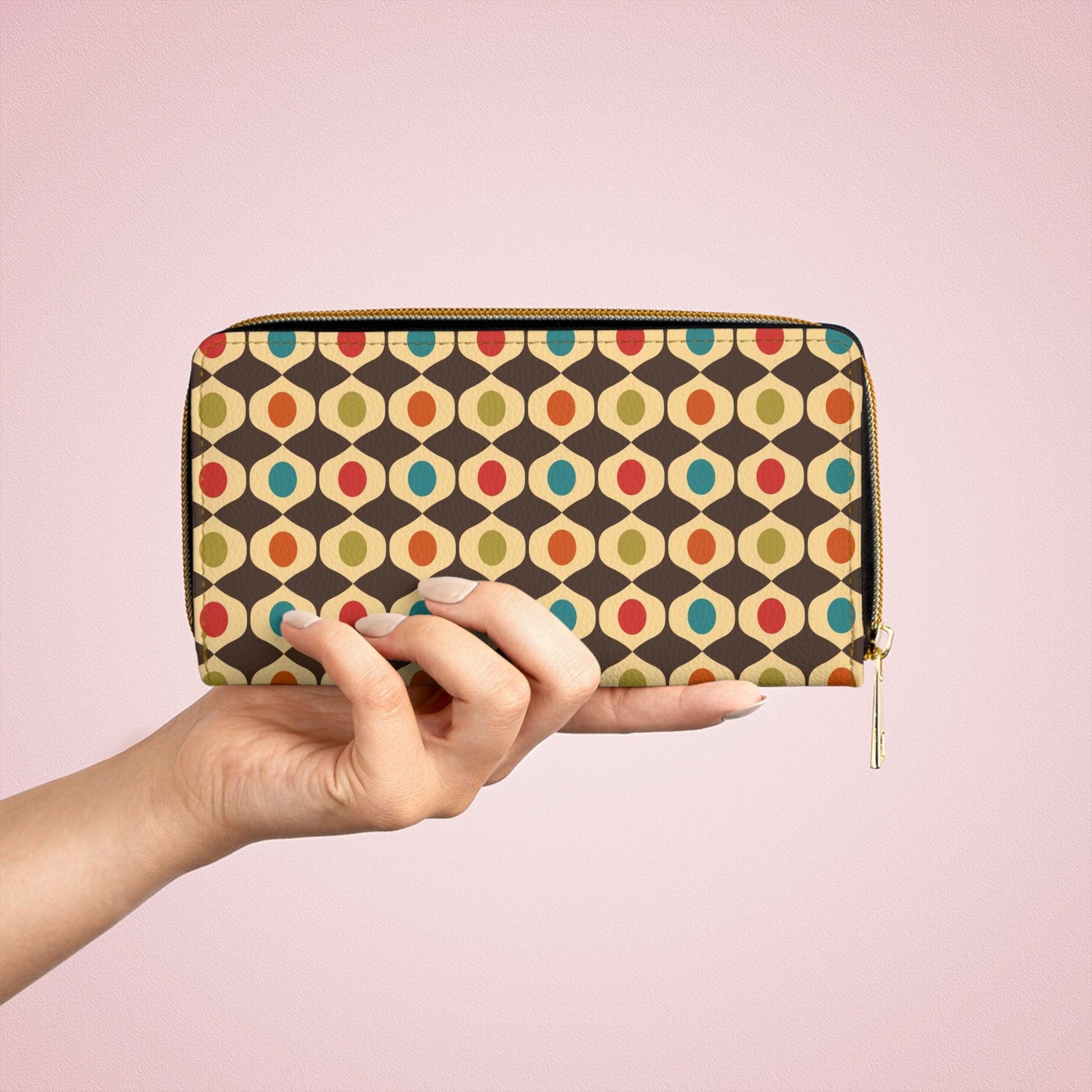 Retro Mid Century Mod Geometric Multicolor Zipper Wallet | lovevisionkarma.com