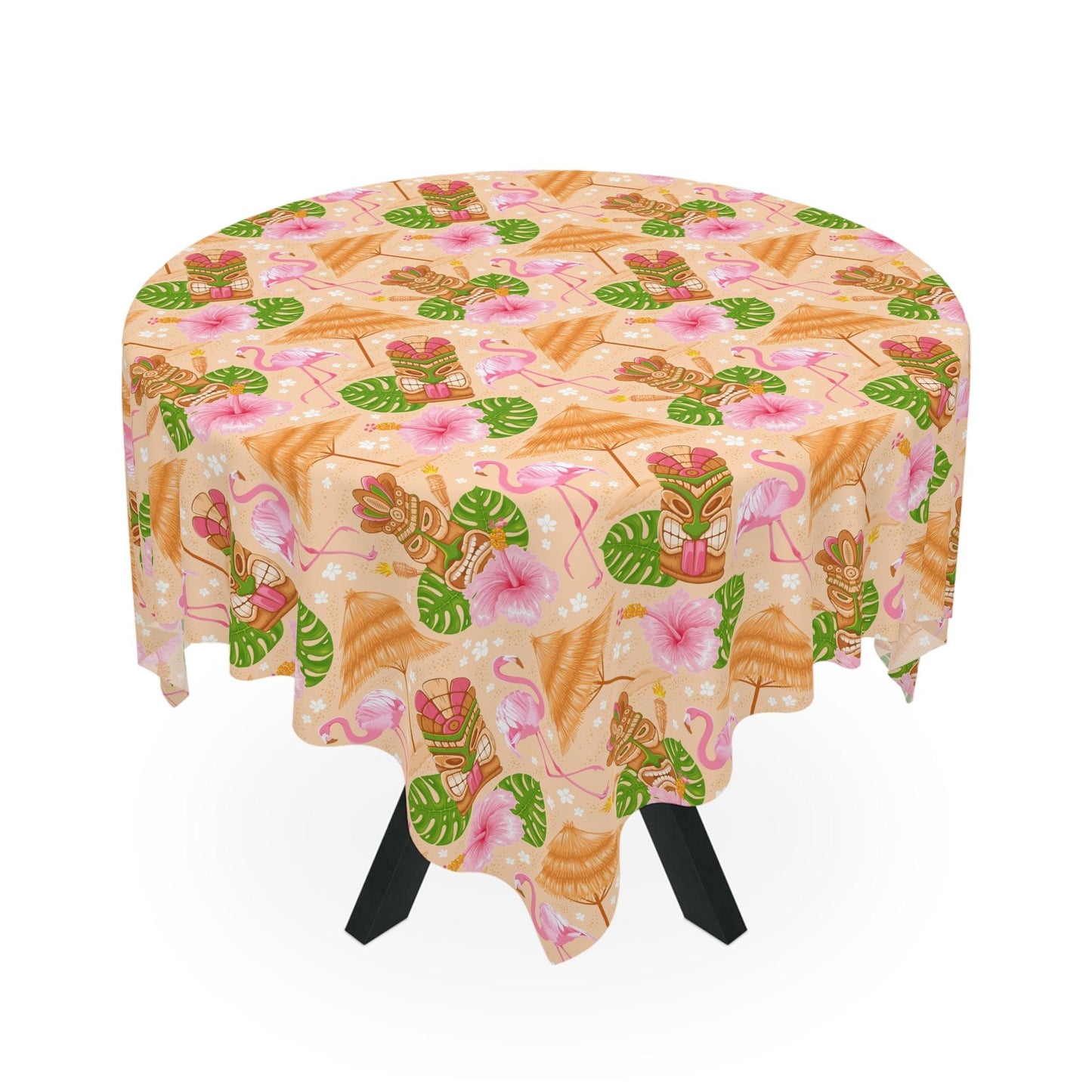Tiki Retro Flamingo 60s Mid Century Multicolor Tablecloth | lovevisionkarma.com