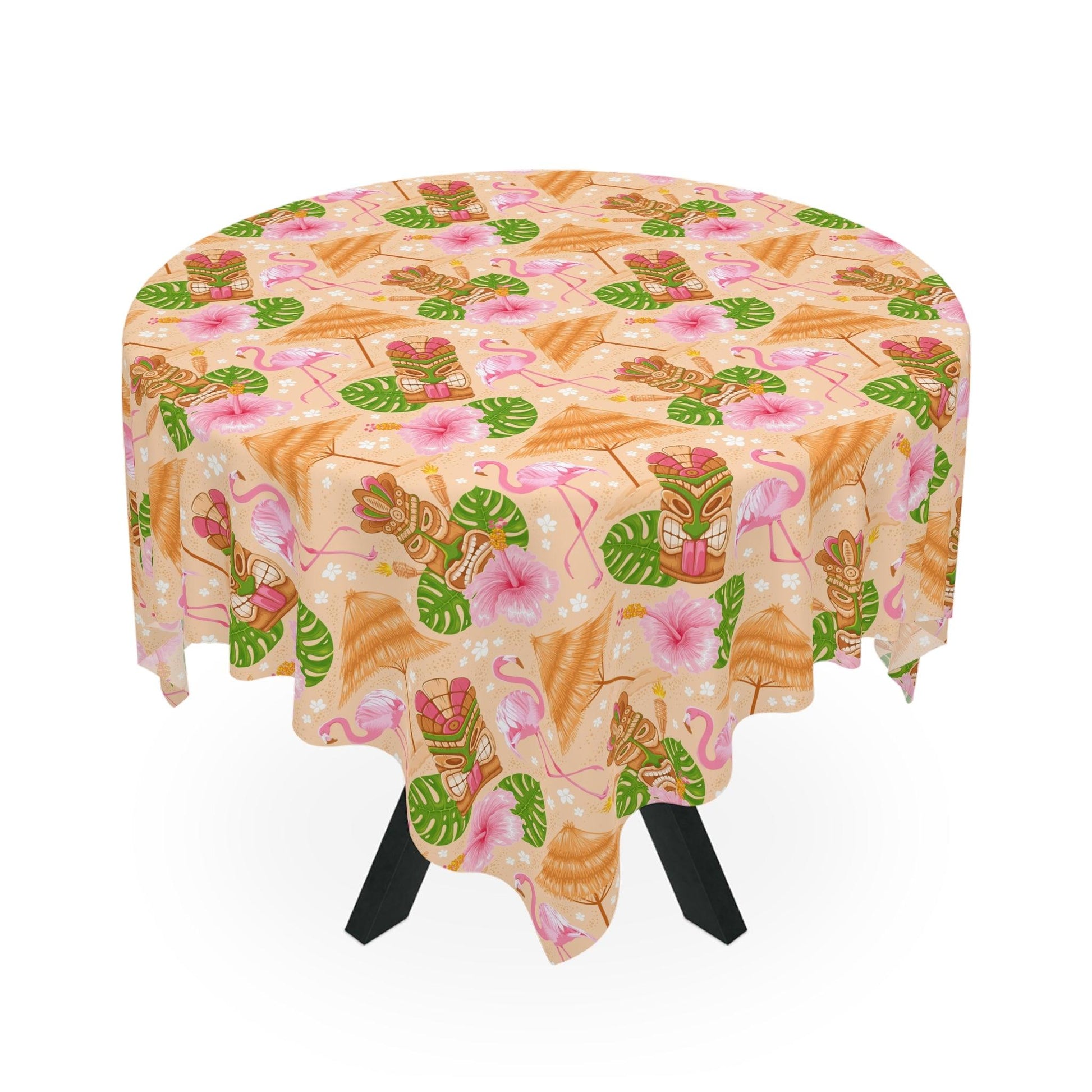 Tiki Retro Flamingo 60s Mid Century Multicolor Tablecloth | lovevisionkarma.com