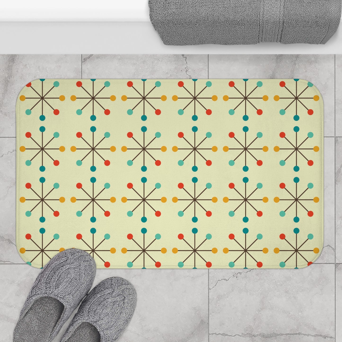 Vintage Retro 1950's Atomic Burst Mid Century Modern Bath Mat