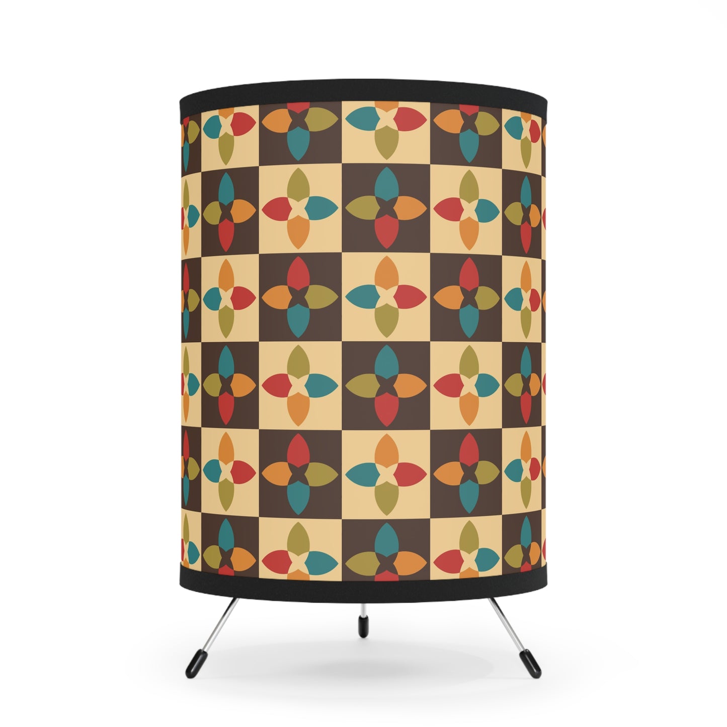 Retro 60s 70s Mid Century Mod Geometric Multicolor Tabletop Accent Lamp