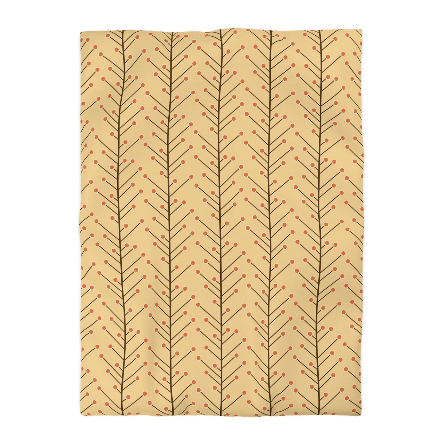 Retro 50s Mid Century Mod, Minimalist Trees Yellow Beige Duvet Cover | lovevisionkarma.com