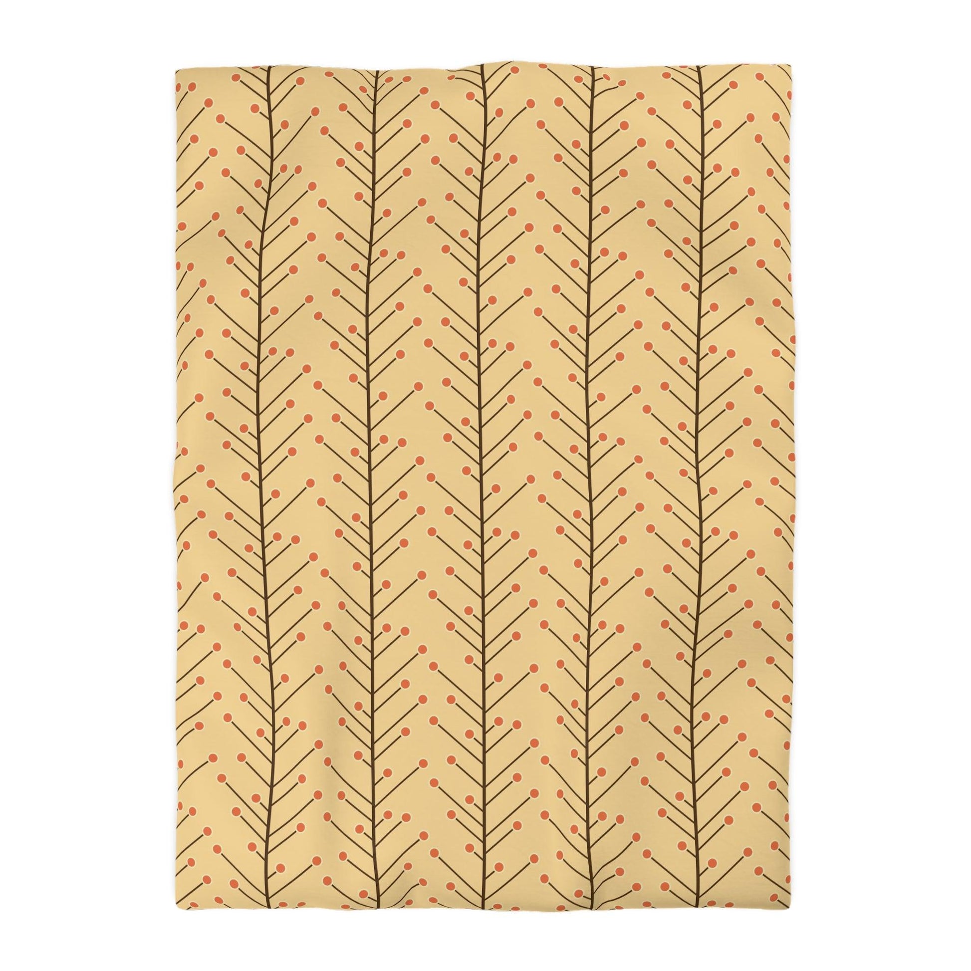 Retro 50s Mid Century Mod, Minimalist Trees Yellow Beige Duvet Cover | lovevisionkarma.com