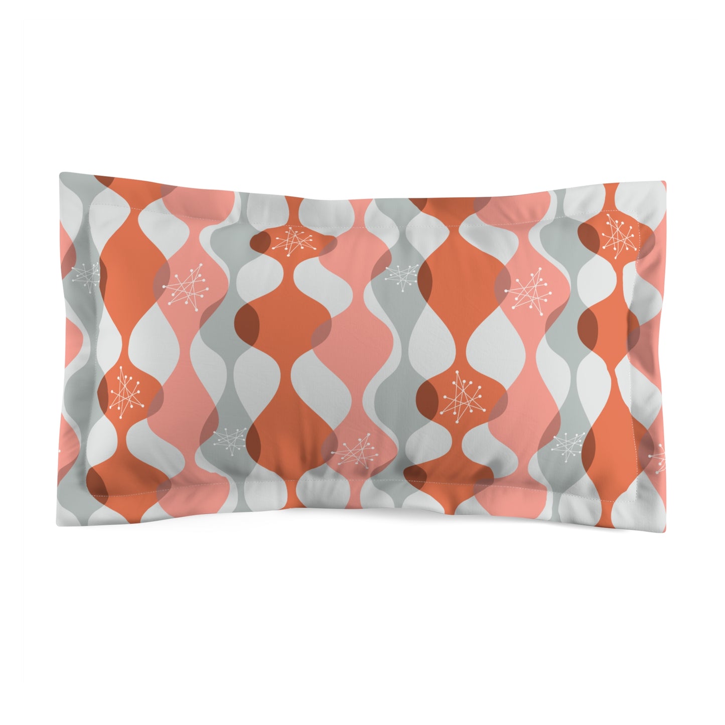 Mid Century Mod Atomic Starbursts & Waves Pink Pillow Sham