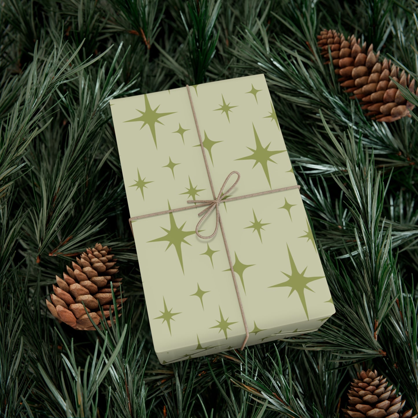 Retro 50's Atomic Starburst Mid Century Mod Green Eco-Friendly Gift Wrap
