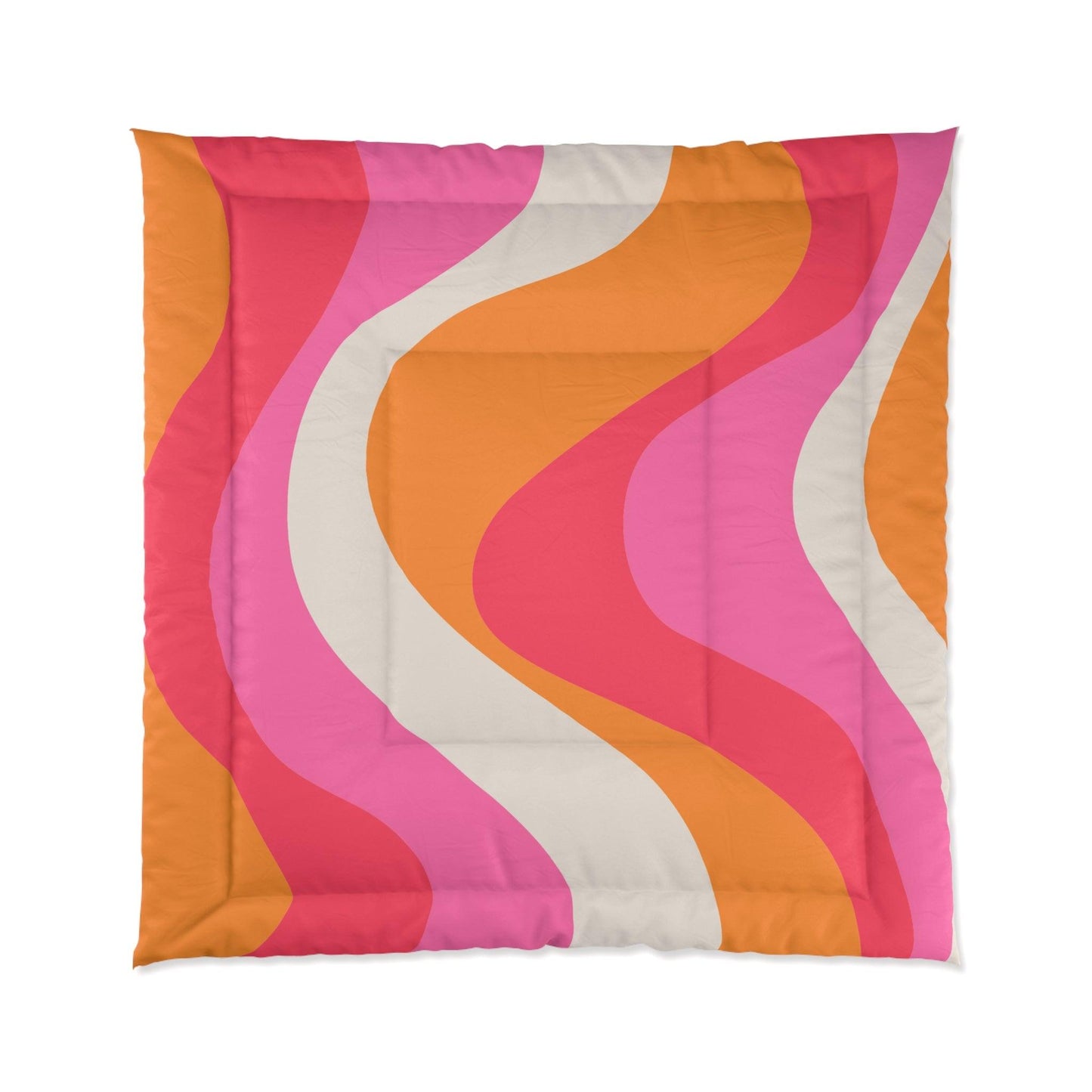 Retro 60s Groovy Hippie Swirl MCM Pink & Orange Comforter | lovevisionkarma.com