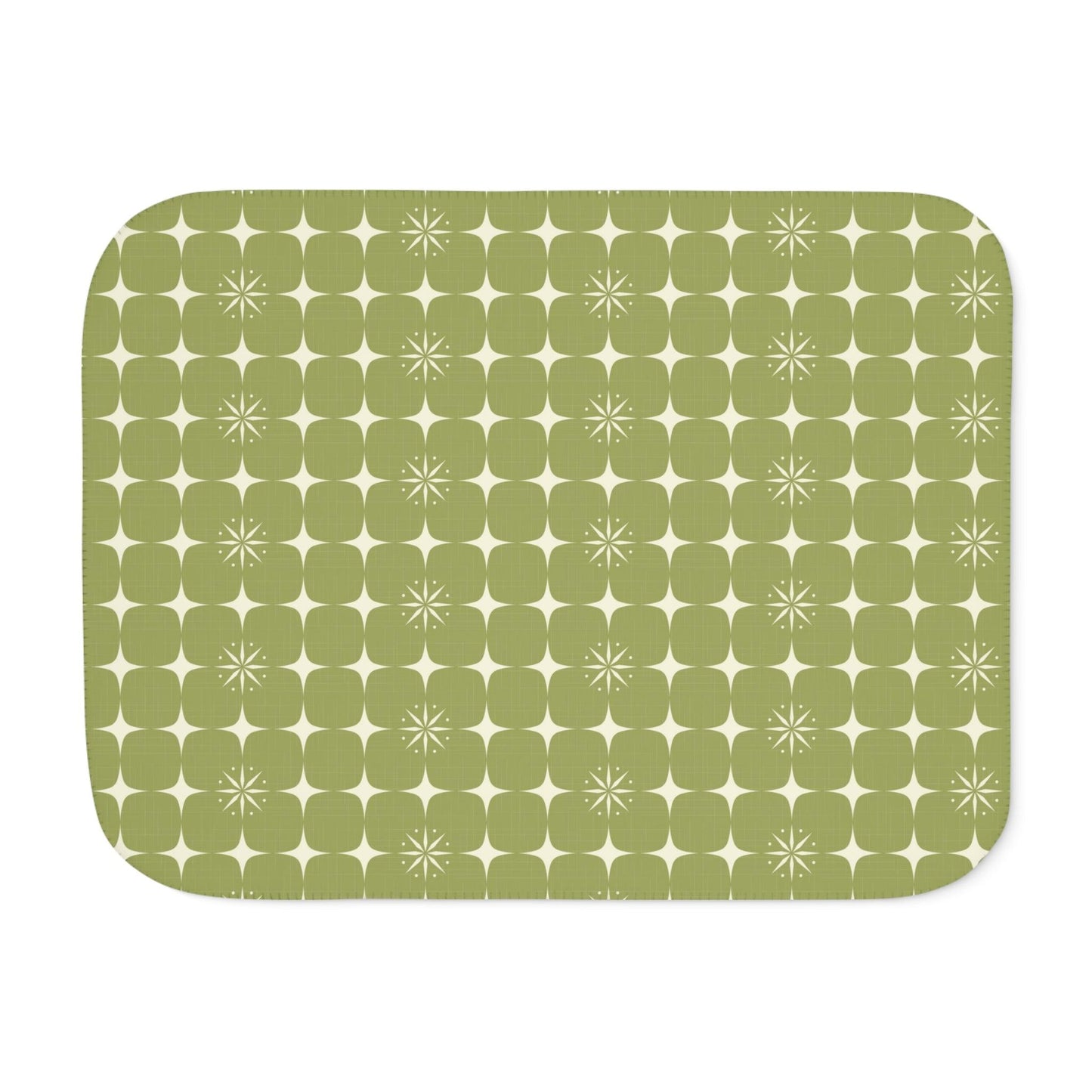 Retro Atomic Starburst Mid Century Mod Green Sherpa Blanket | lovevisionkarma.com