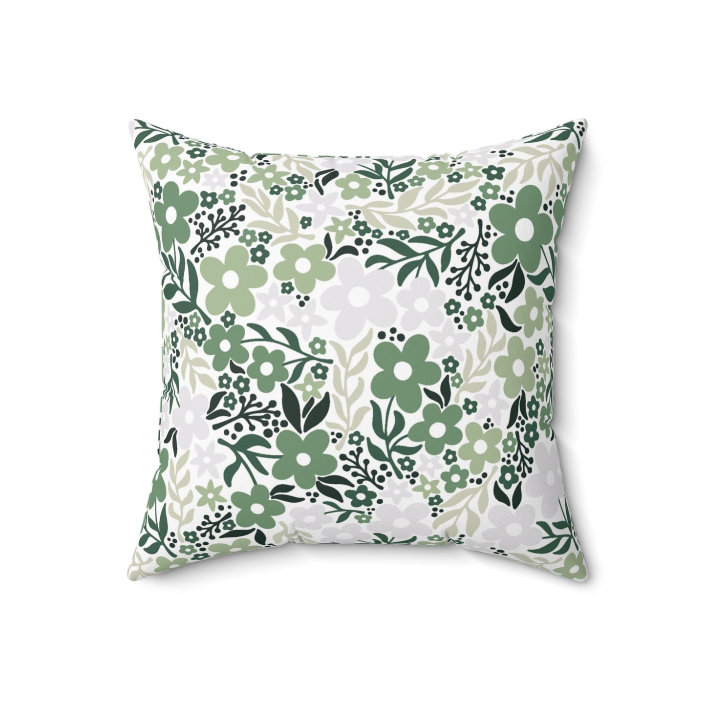 Retro Minimalist Scandi Floral Cottagecore MCM Green Throw Pillow