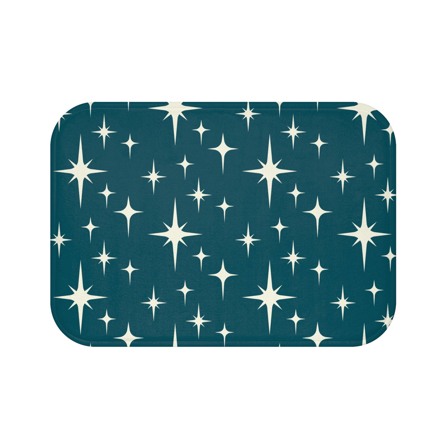 Retro 50s Atomic Starburst Off-White and Blue MCM Bath Mat