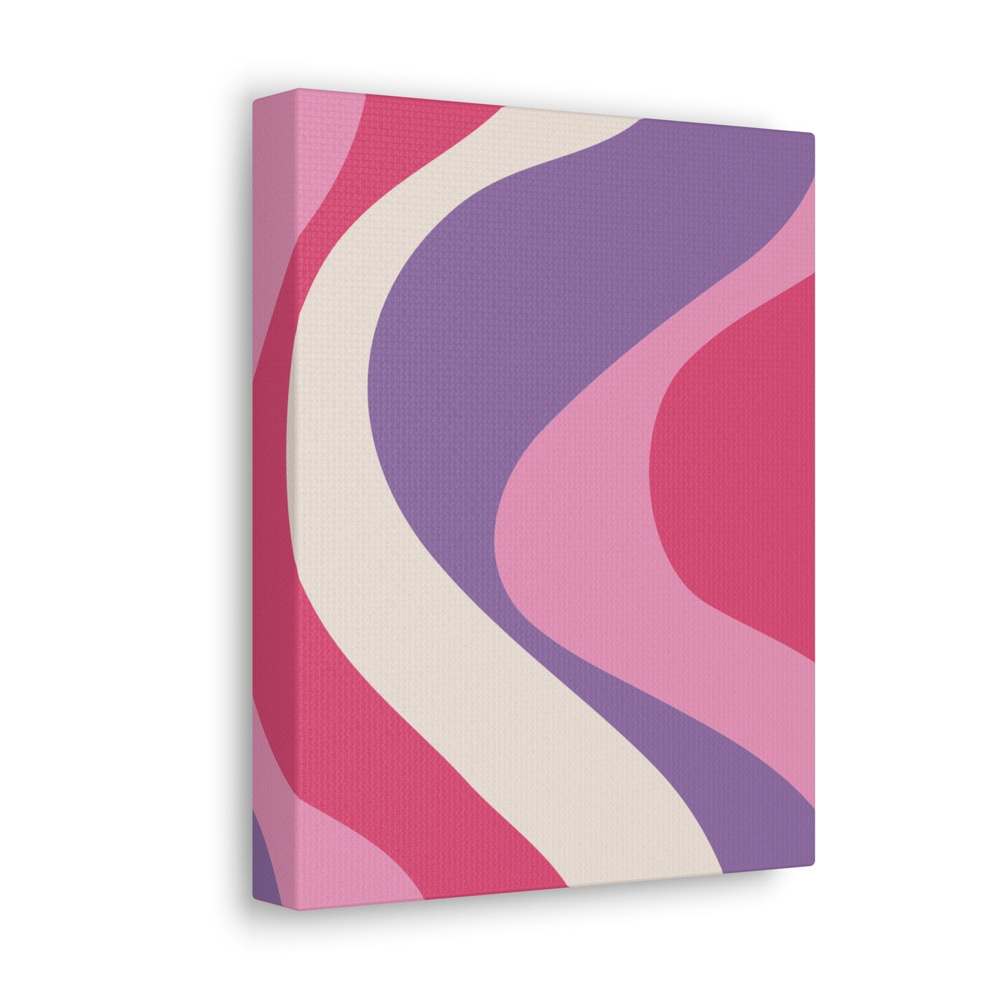 Retro 60's Groovy Hippie Swirl MCM Pink and Purple Canvas Gallery Wrap