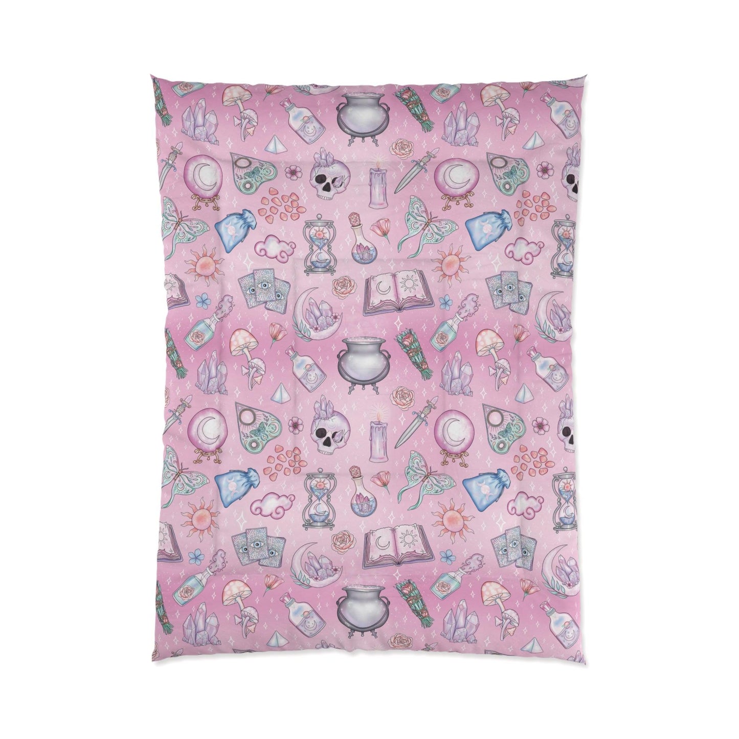 Witchy Pastel Kawaii Whimsigoth Pink Comforter | lovevisionkarma.com