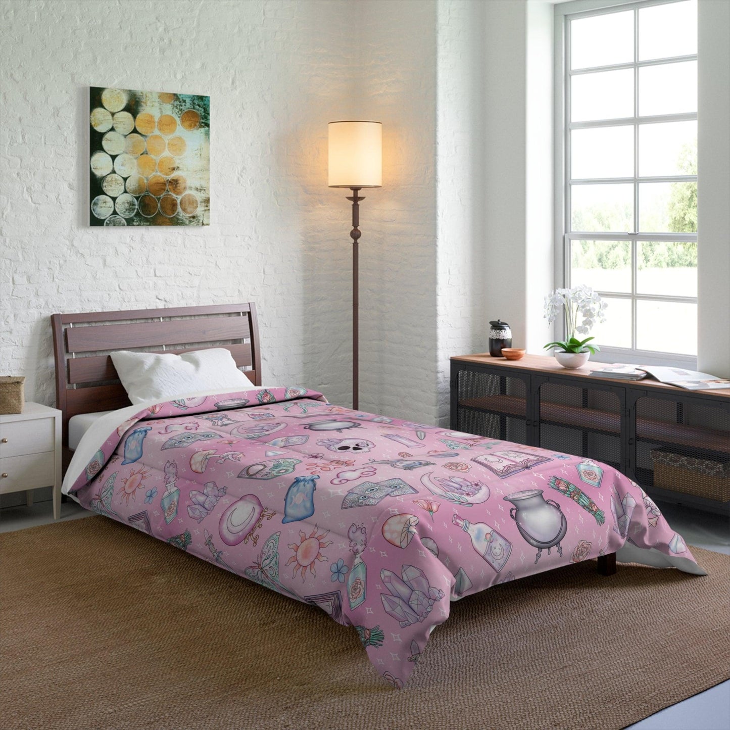 Witchy Pastel Kawaii Whimsigoth Pink Comforter | lovevisionkarma.com