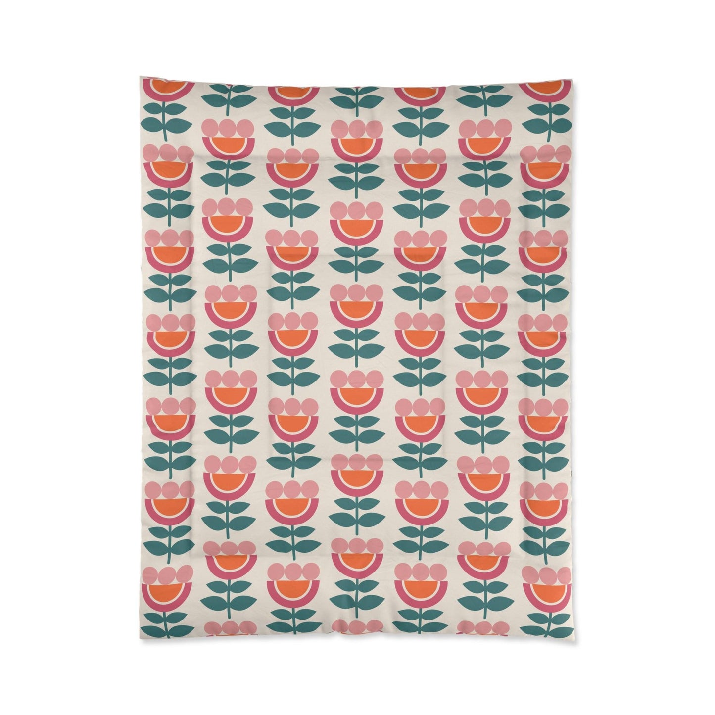 Retro Danish Flowers Scandinavian Mid Century Mod Multicolor Comforter | lovevisionkarma.com