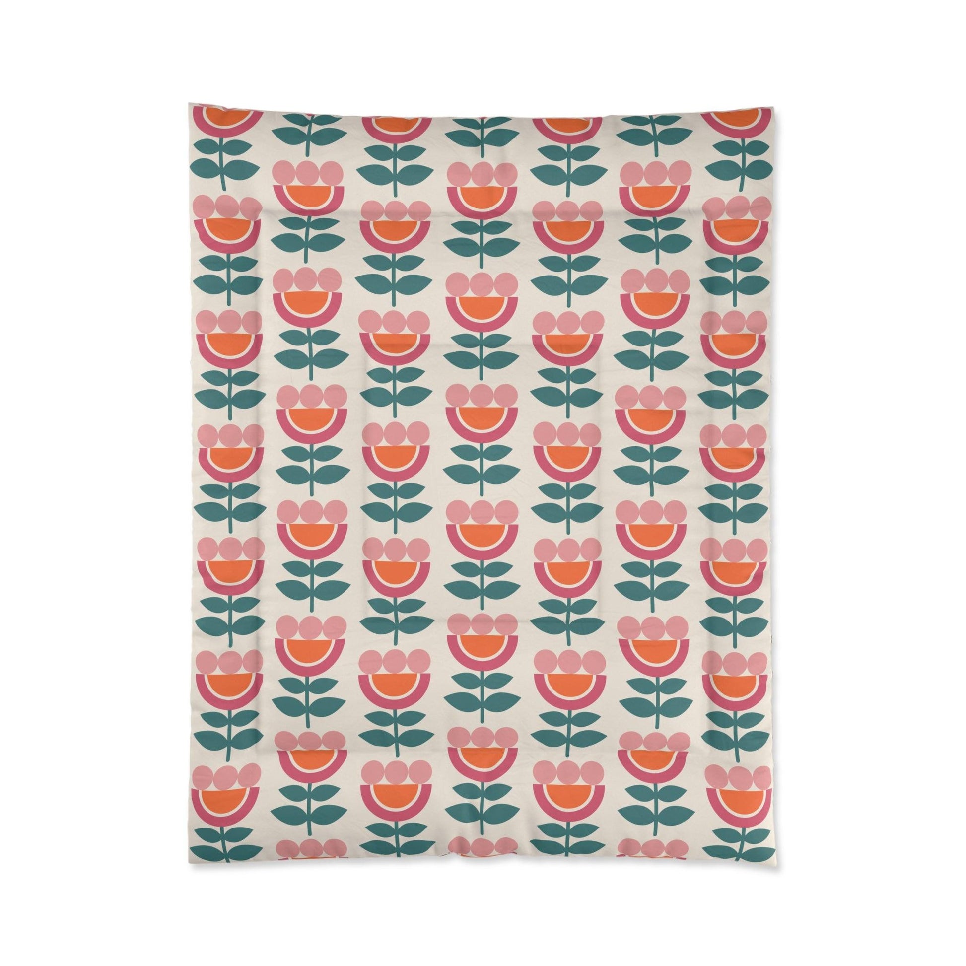 Retro Danish Flowers Scandinavian Mid Century Mod Multicolor Comforter | lovevisionkarma.com