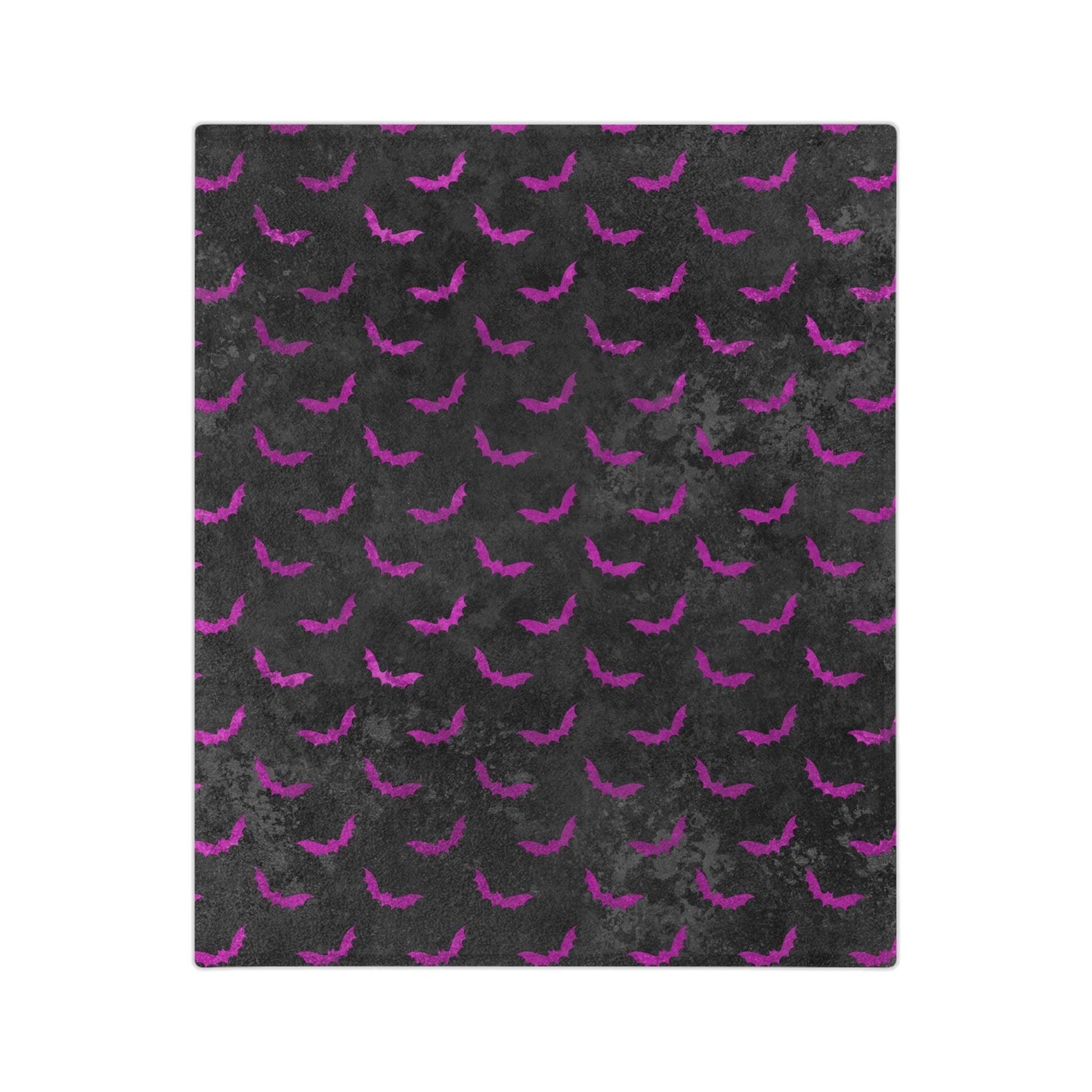 Purple Bats Creepy Halloween Distressed Black Velveteen Minky Blanket | lovevisionkarma.com