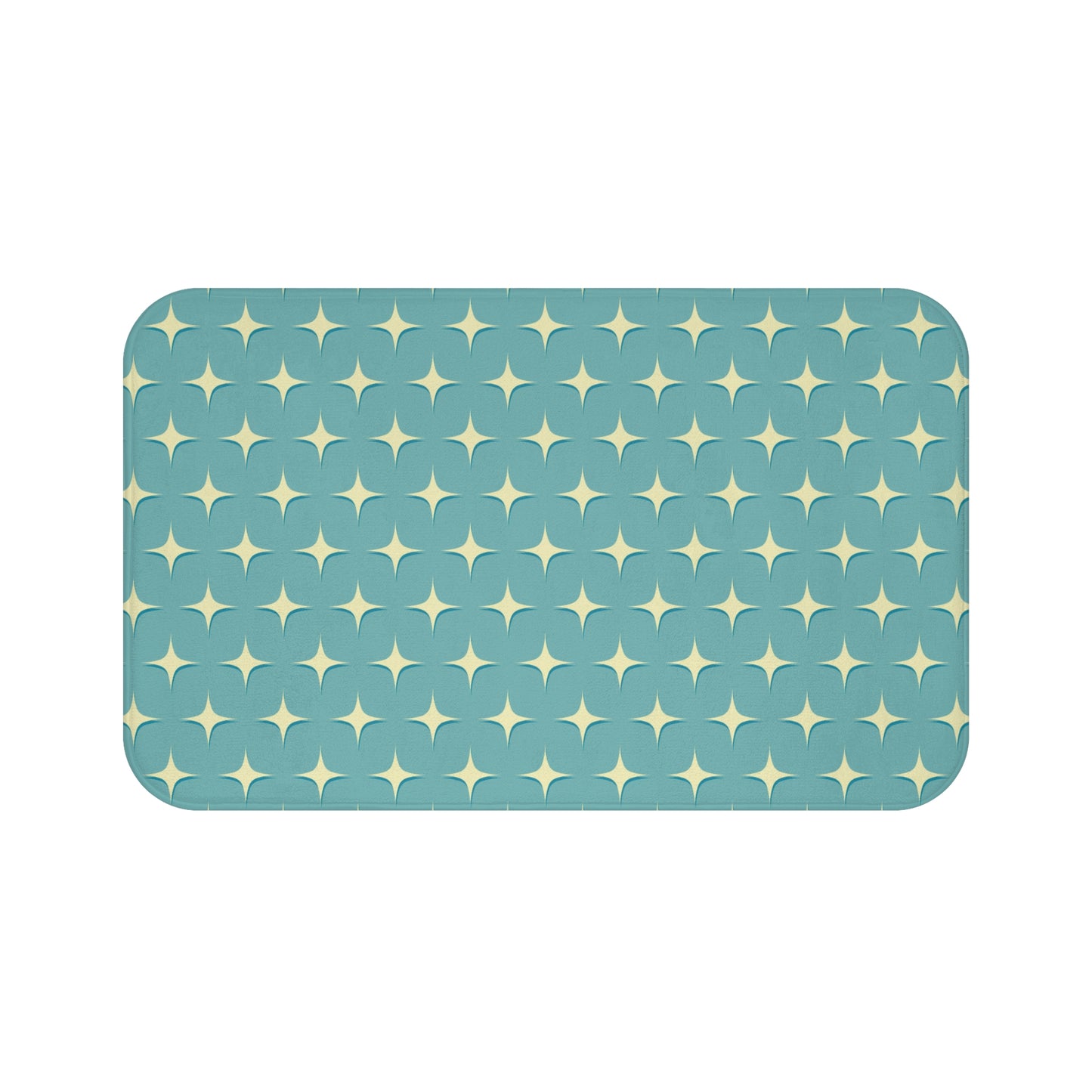 Retro 50s Atomic Starburst Mid Century Mod Blue Bath Mat