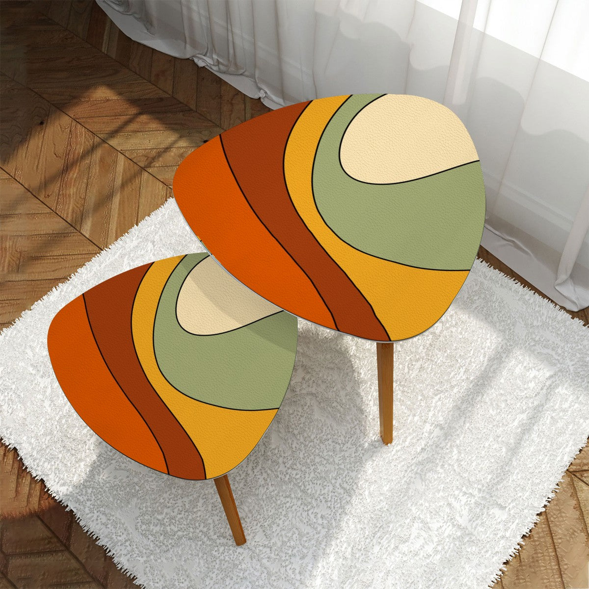 Groovy 60s 70s Mod Retro Orange, Yellow, Green Mid Century Mod Nesting Tables