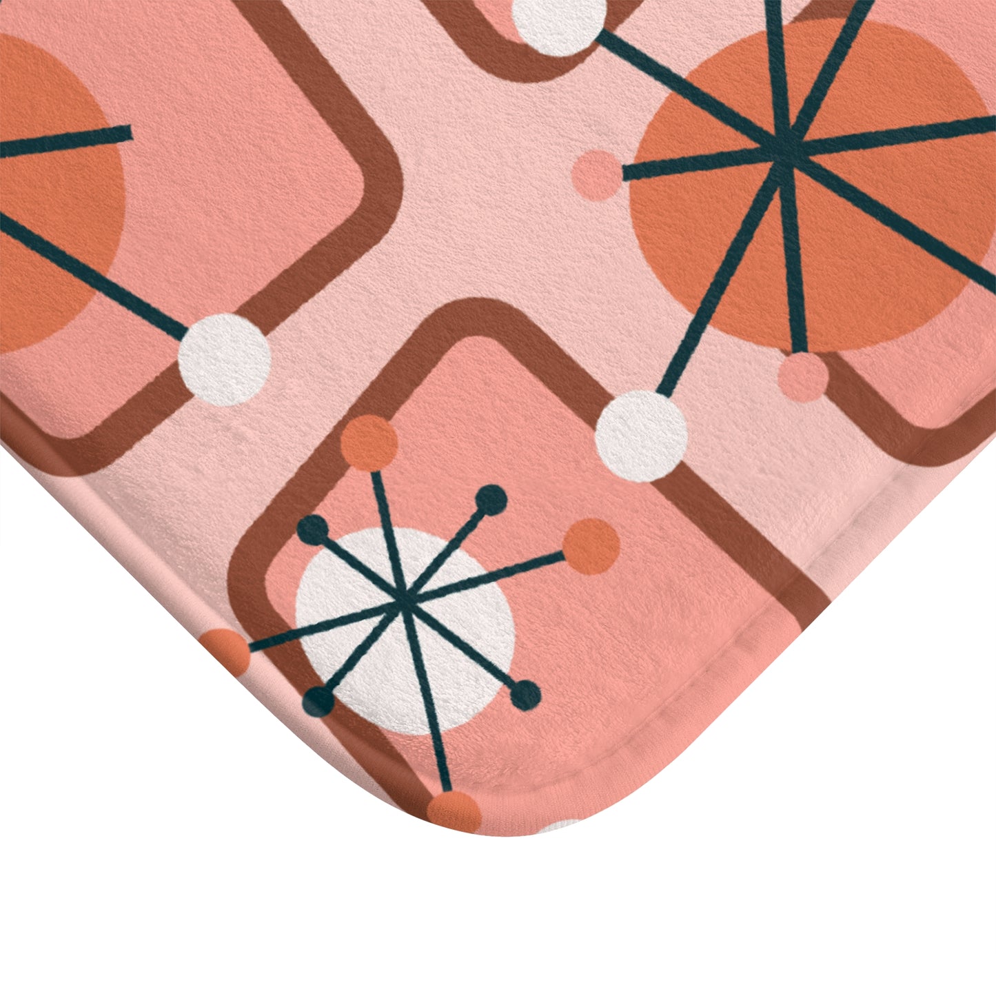 Retro 50's Atomic Burst Mid Century Pink Bath Mat