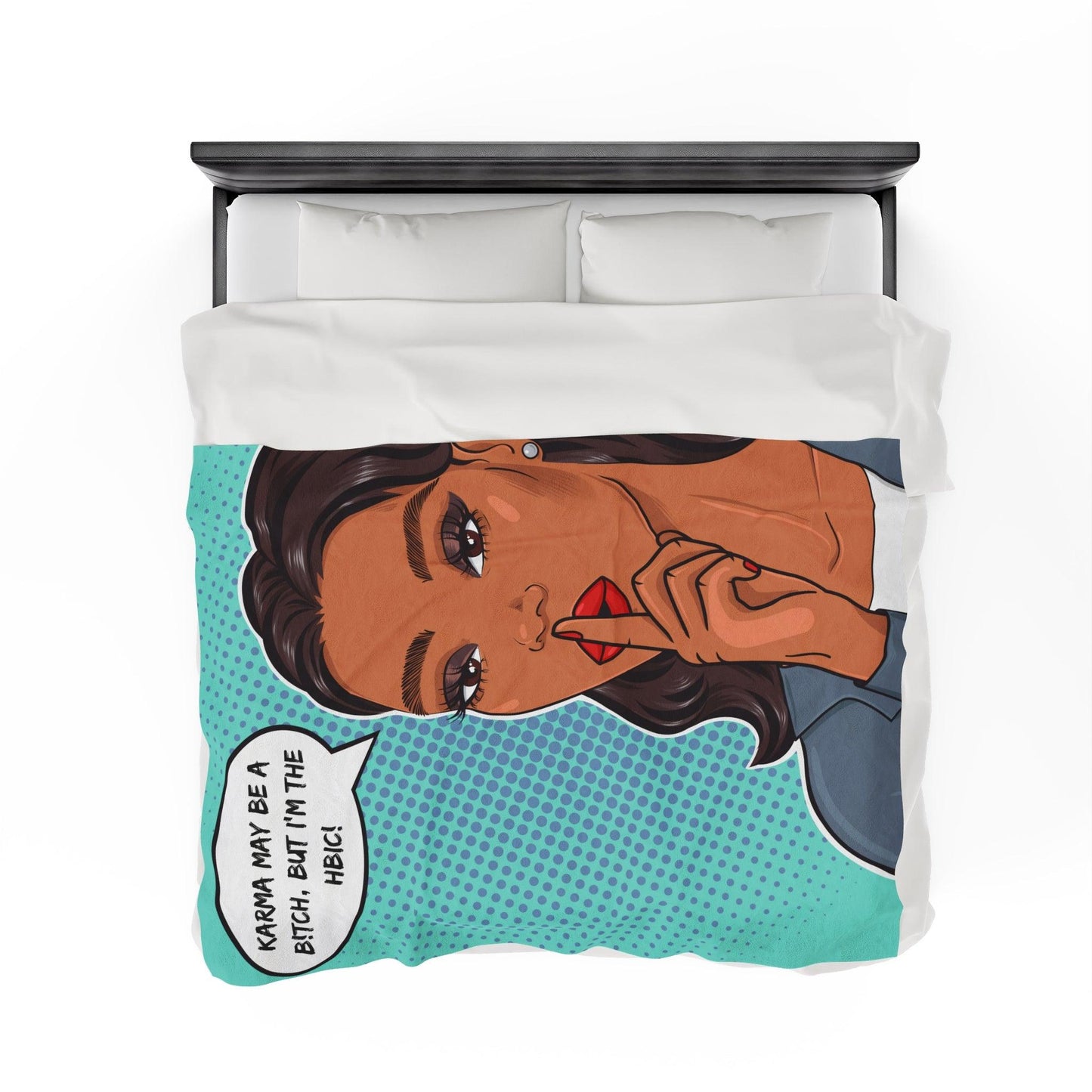 "HBIC" Comic Pop Art Colorful & Sassy Velveteen Lightweight Blanket | lovevisionkarma.com