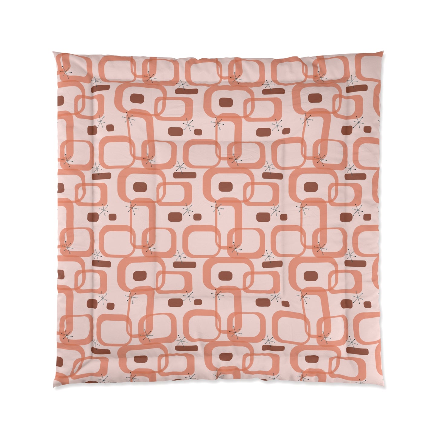 Retro 50s Atomic Starbursts & Loops Mid Century Mod Pink Comforter