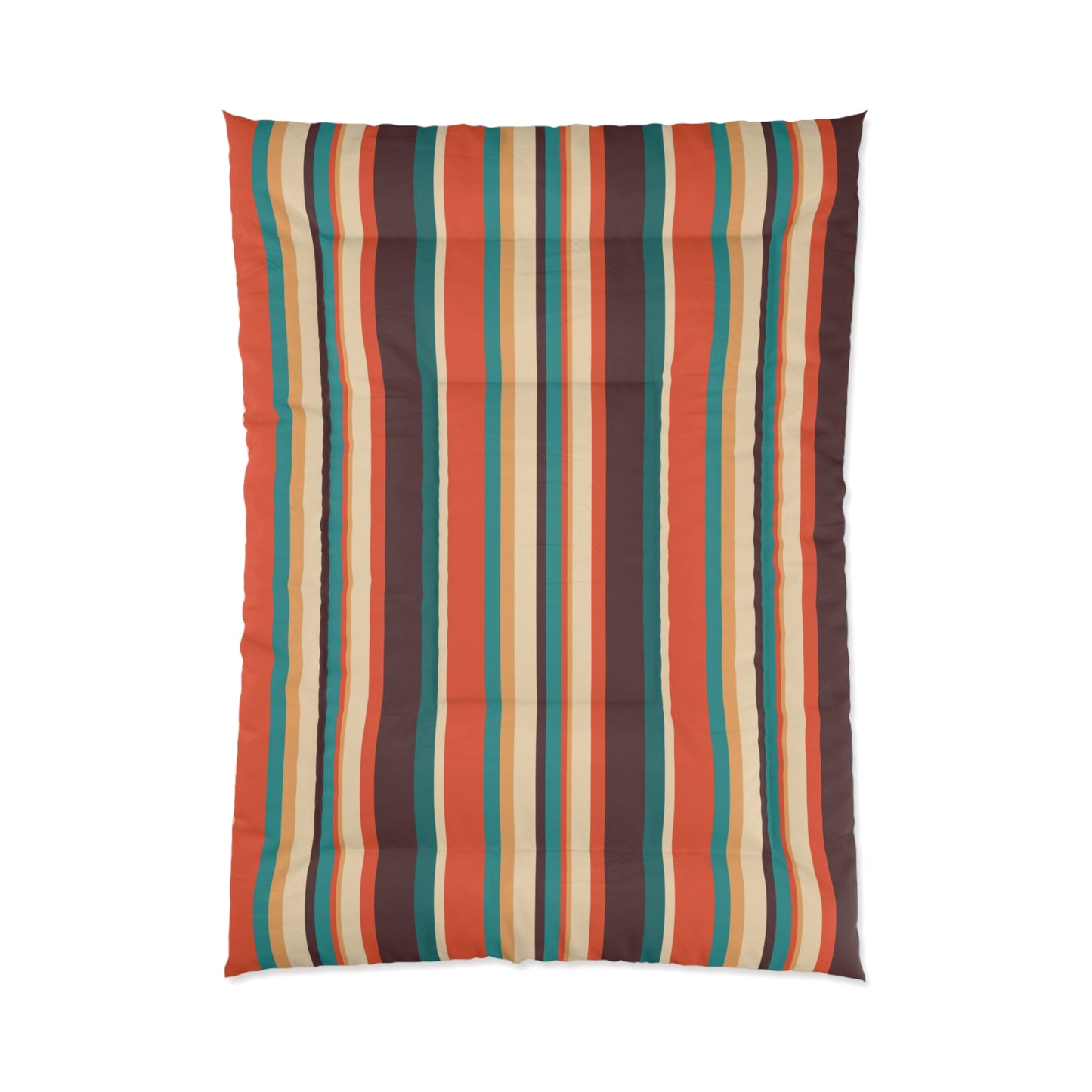 Retro 60s 70s Brown, Orange & Cream Striped MCM Comforter
