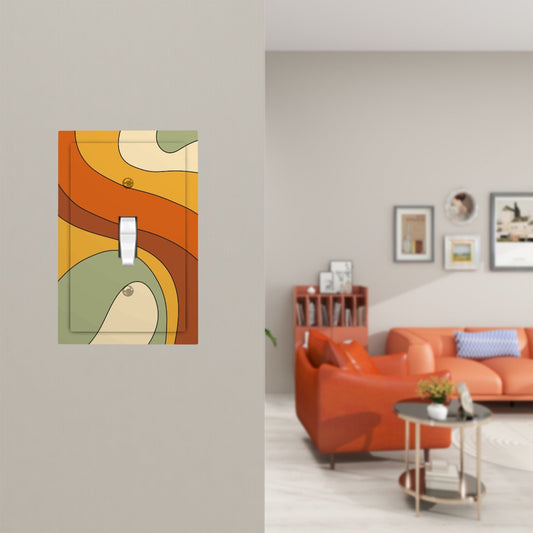 Groovy 60s 70s Mod Retro Orange, Yellow, Green Mid Century Mod Single Toggle Light Switch Cover (1-Gang Wall Plate)
