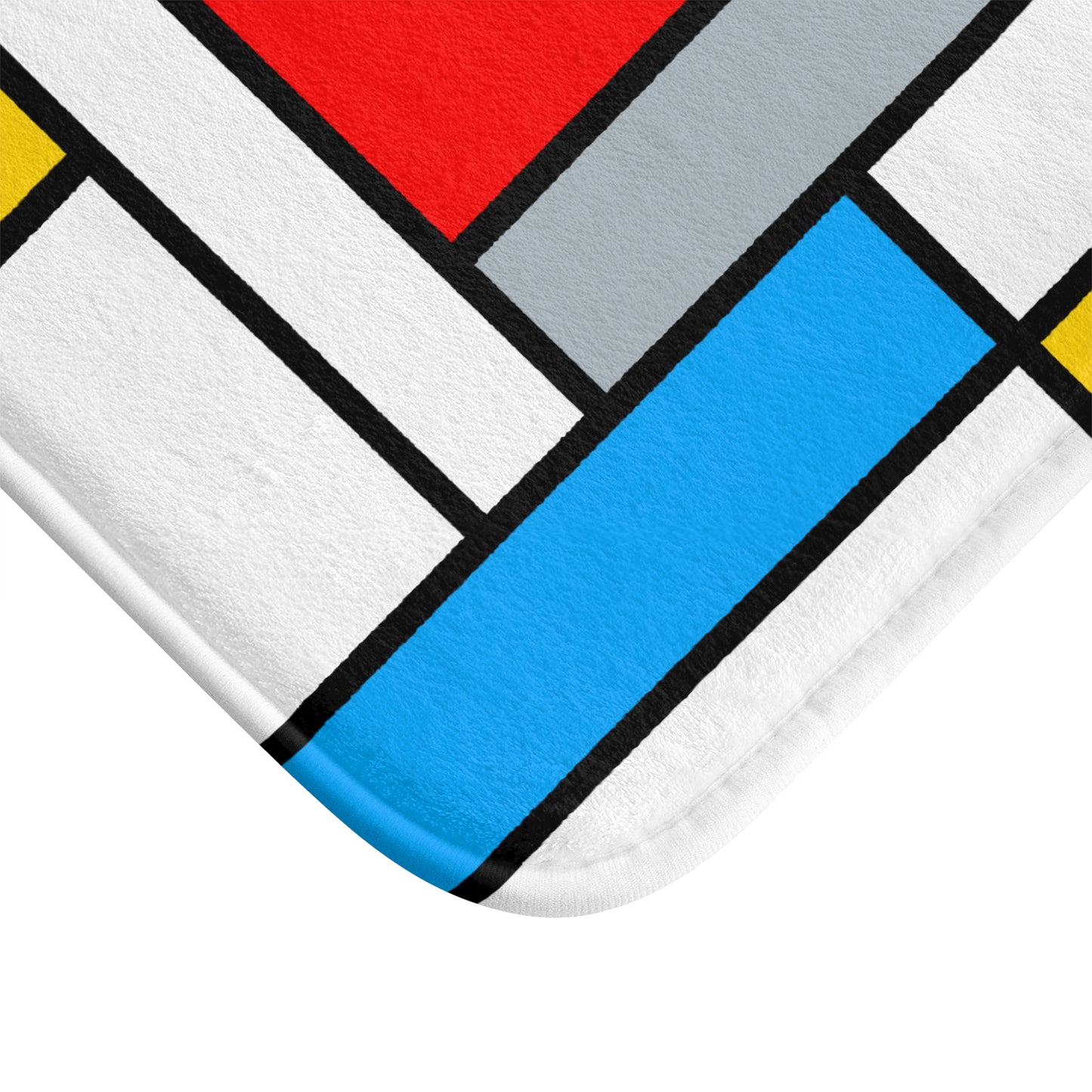 Retro Colorful Mondrian Inspired Abstract Art MCM Bath Mat
