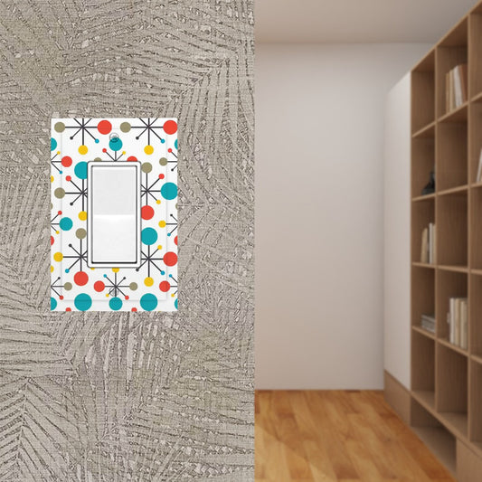 Retro 50's Atomic Burst Mid Century Modern Colorful Rocker Light Switch Cover (1 Gang Wall Plate)