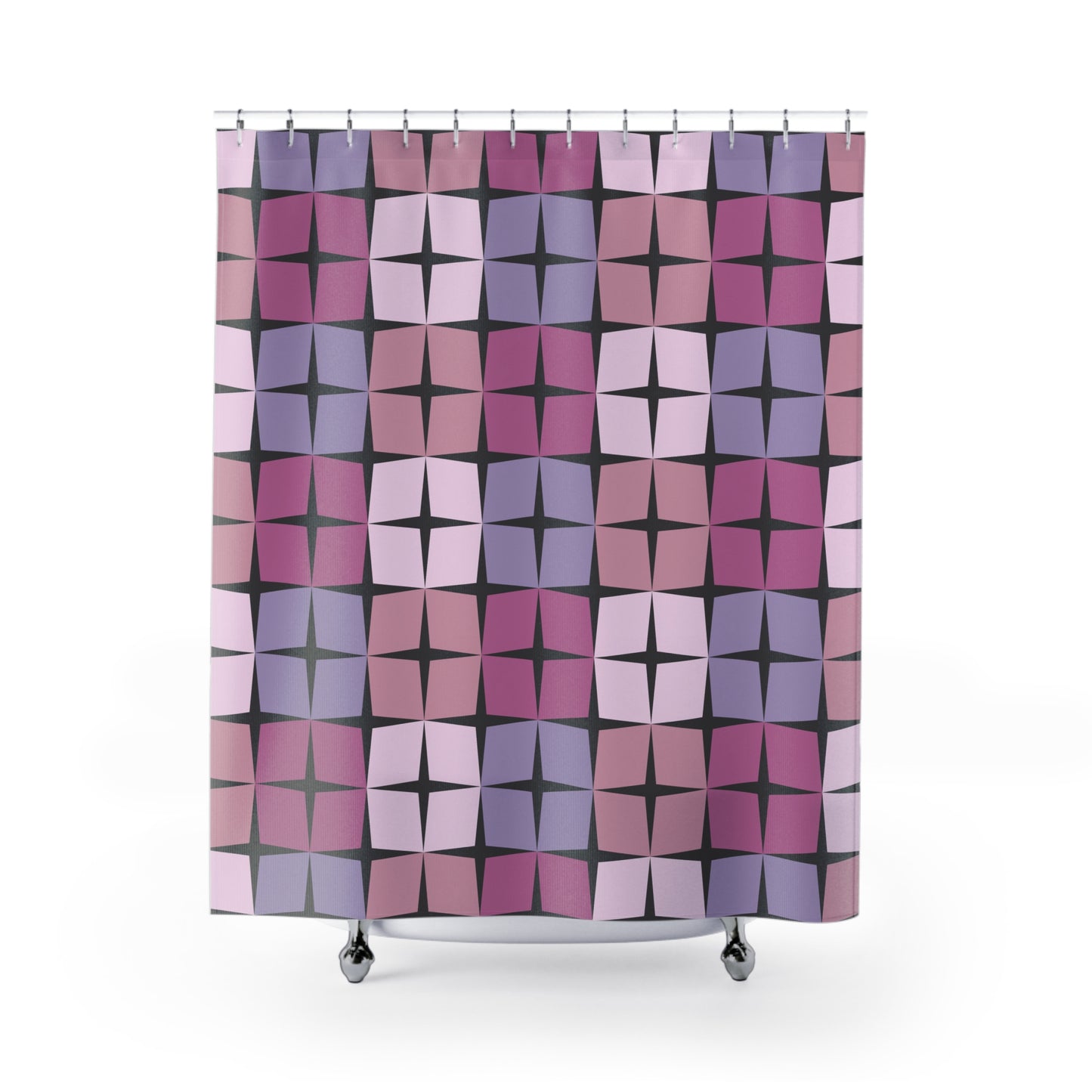 Palm Springs Twilight Retro 50s Atomic Star Mid Century Mod Purple Tones Shower Curtain
