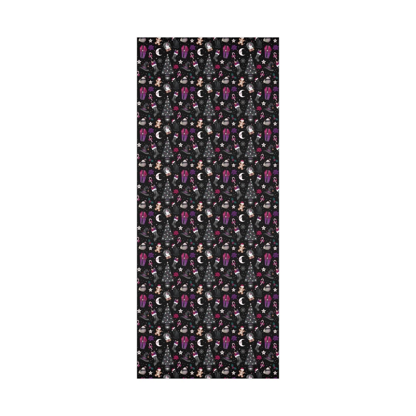 Kitschy Goth Christmas, Creepmas Whimsigoth Black Eco-friendly Gift Wrap | lovevisionkarma.com