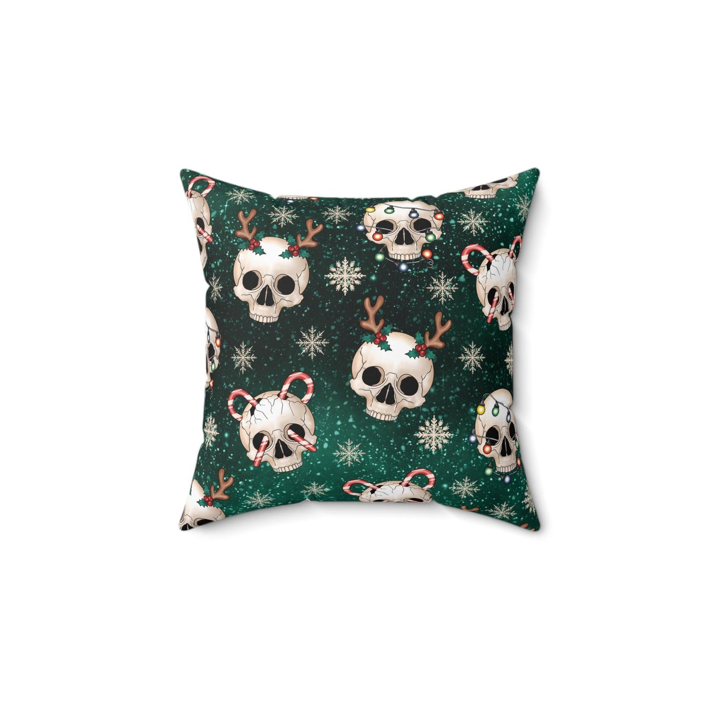 Kitschy Goth Christmas Skulls Green Gothmas & Creepmas Holiday Accent Pillow | lovevisionkarma.com