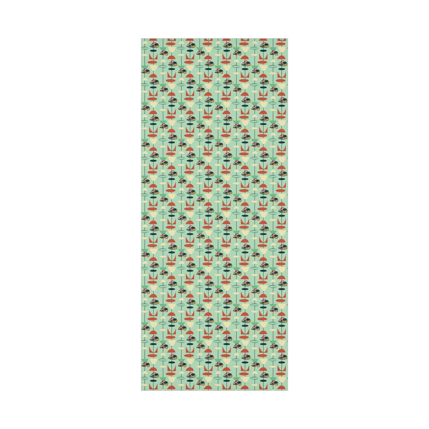 Retro 50's Atomic Cat Christmas Kitschy Mid Century Modern Green Eco-Friendly Wrapping Paper