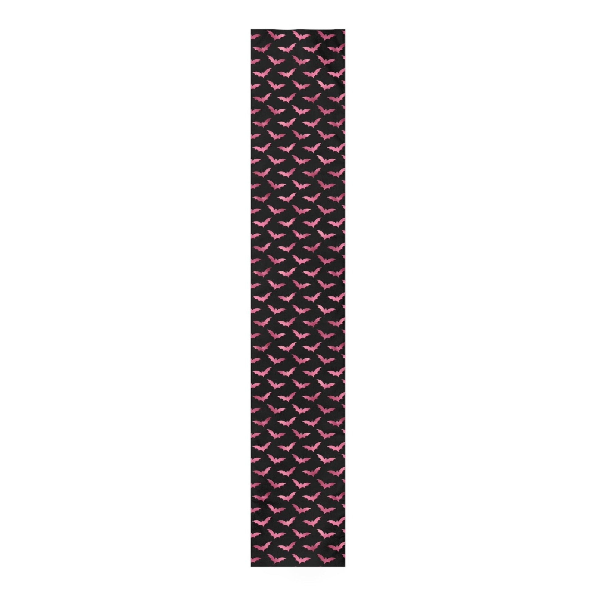 Pink Bats Spooky Halloween Glam Goth Black Table Runner | lovevisionkarma.com