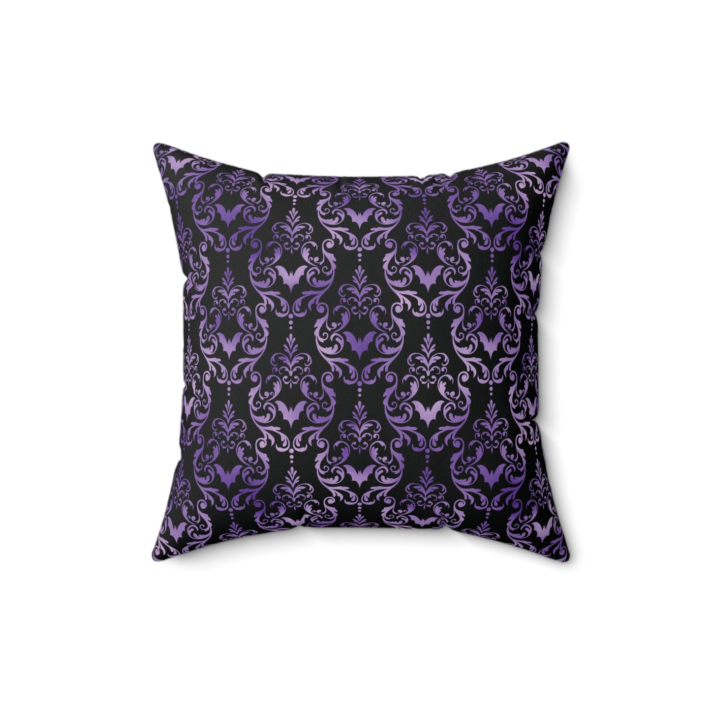 Dark Academia Damask Bat, Victorian Goth Inspired Purple & Black Glam Goth Pillow