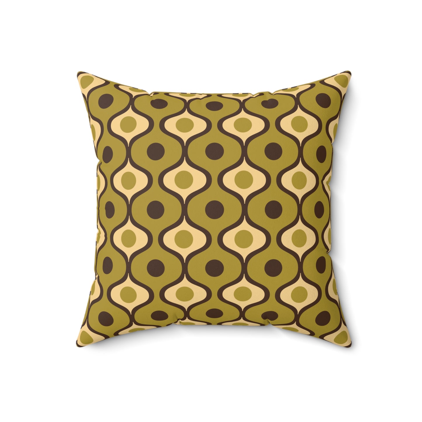 Retro 60s, 70s Geometric Mid Century Mod Green Throw Pillow