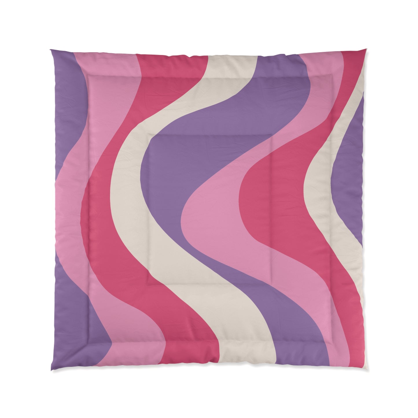 Retro 60s Groovy Hippie Swirl MCM Pink & Purple Comforter