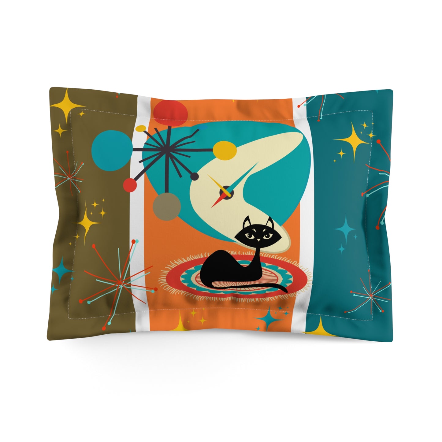 Retro Atomic Cat Starburst Multicolor MCM Pillow Sham