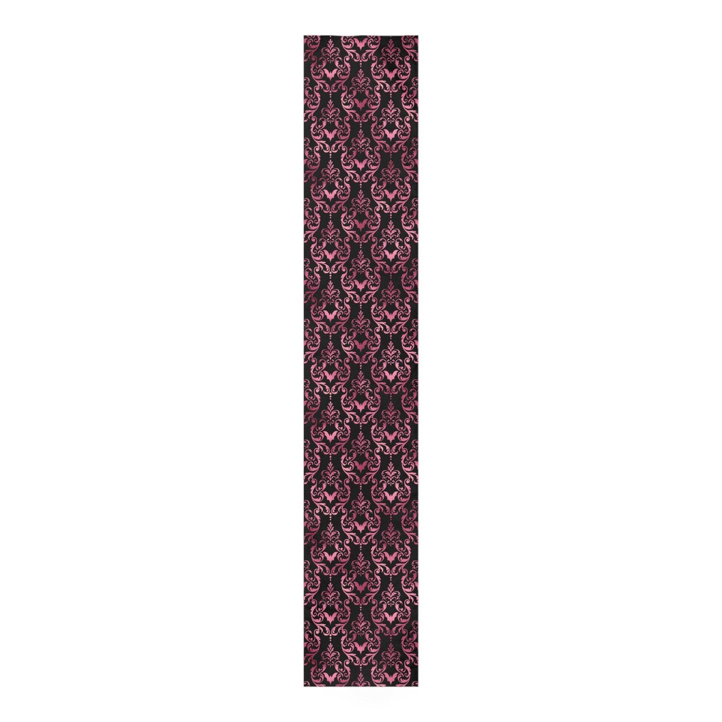 Goth Pink Bats Damask Halloween Glam Goth Black Table Runner | lovevisionkarma.com