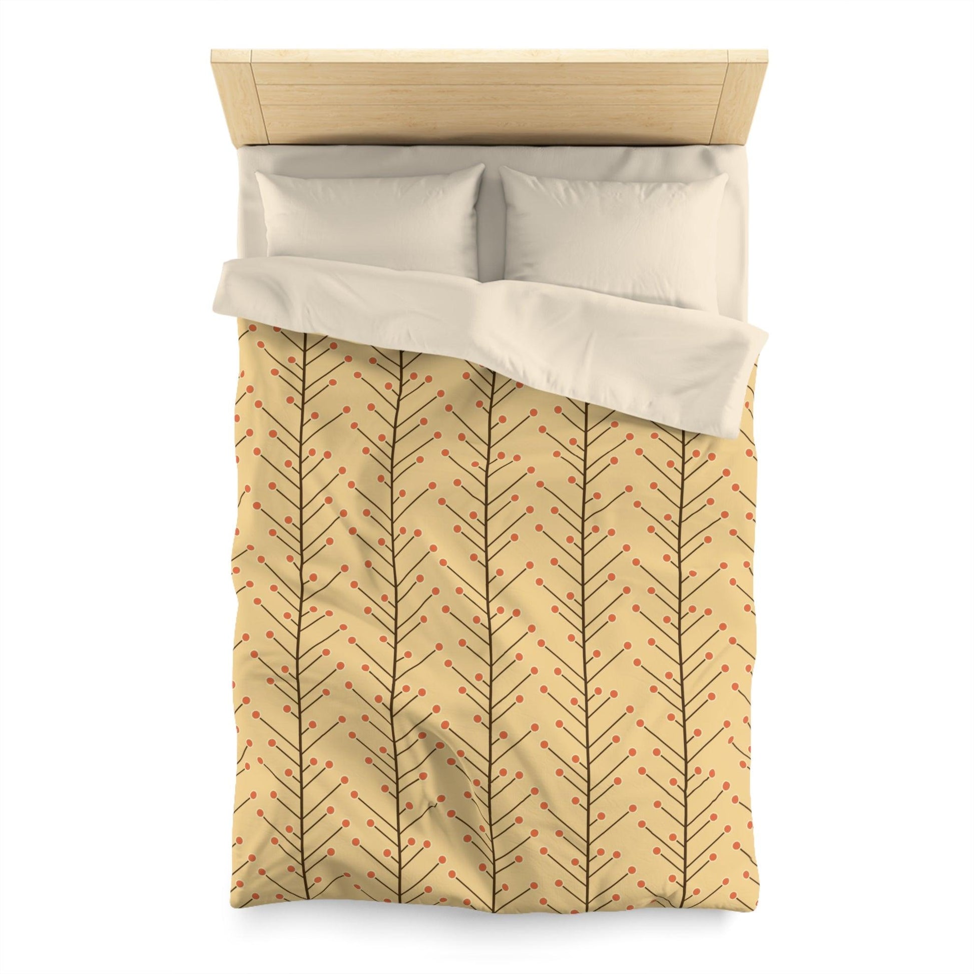 Retro 50s Mid Century Mod, Minimalist Trees Yellow Beige Duvet Cover | lovevisionkarma.com