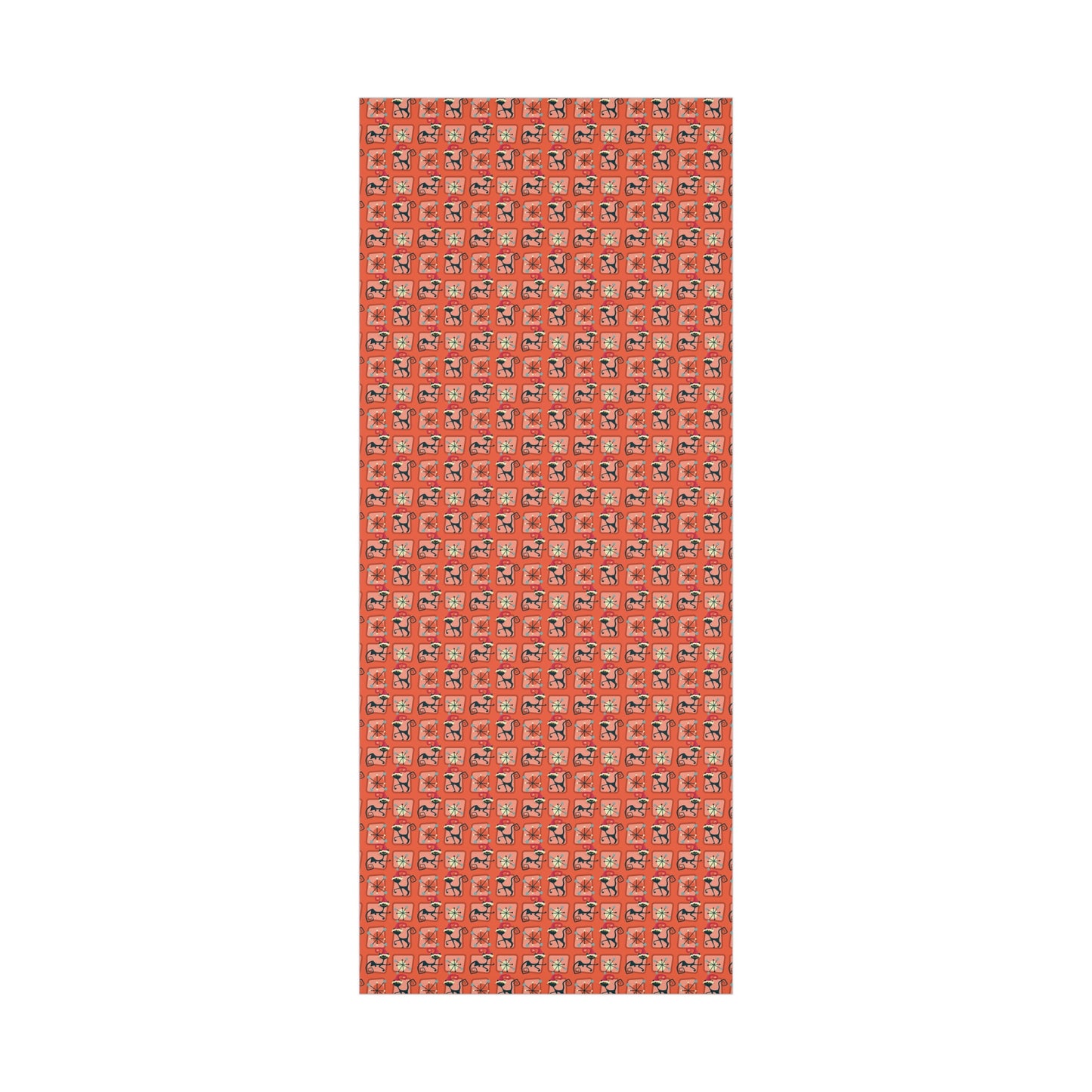 Retro 50's Atomic Cat Christmas Kitschy Mid Century Modern Red Eco-Friendly Wrapping Paper