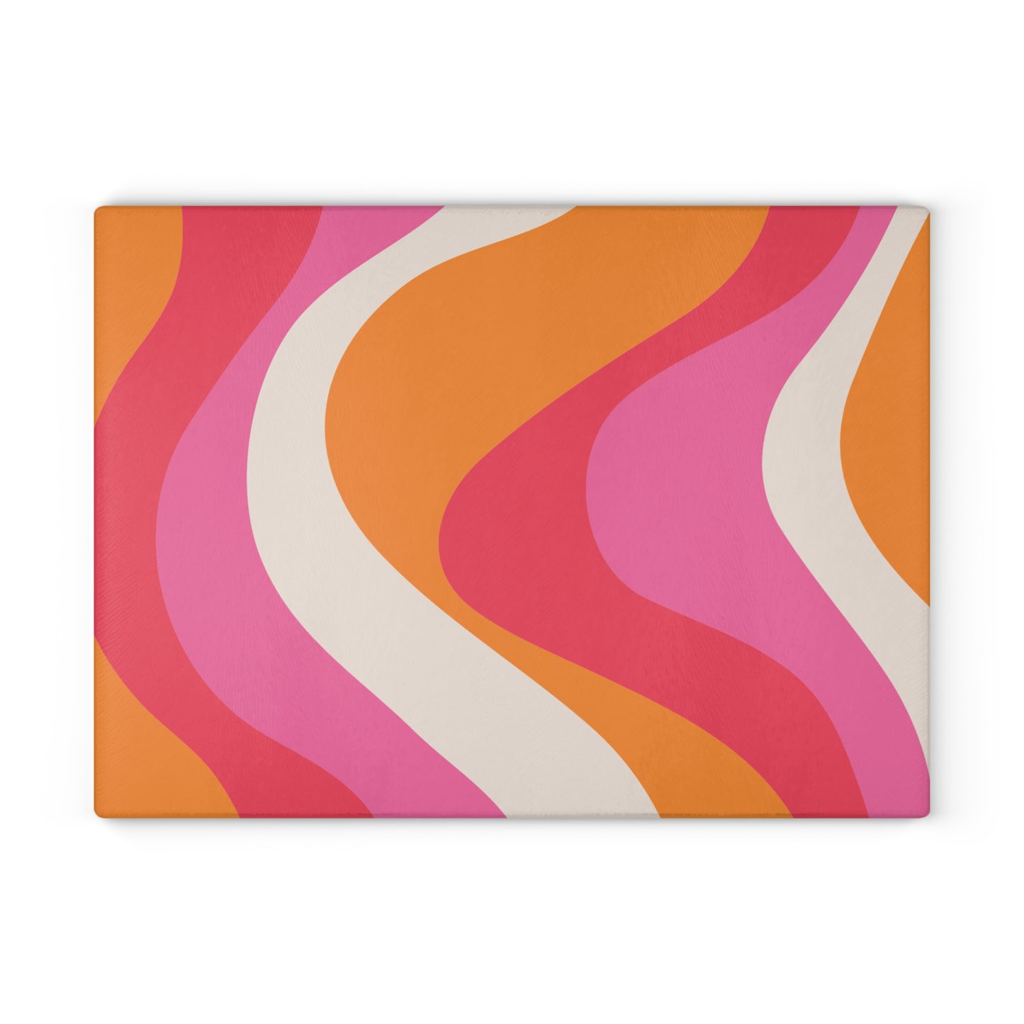 Retro 60s Groovy Hippie Swirl MCM Pink & Orange Glass Cutting Board