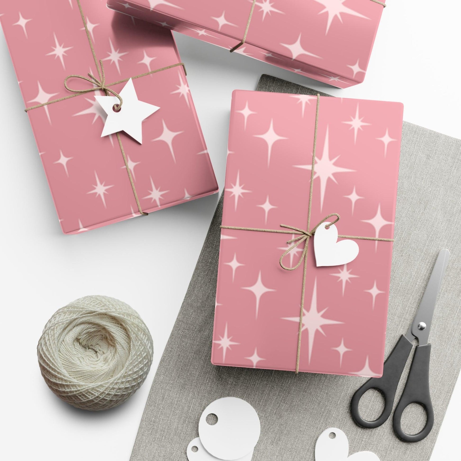 Retro 50's Atomic Starburst Mid Century Mod Pink Eco-Friendly Gift Wrap | lovevisionkarma.com