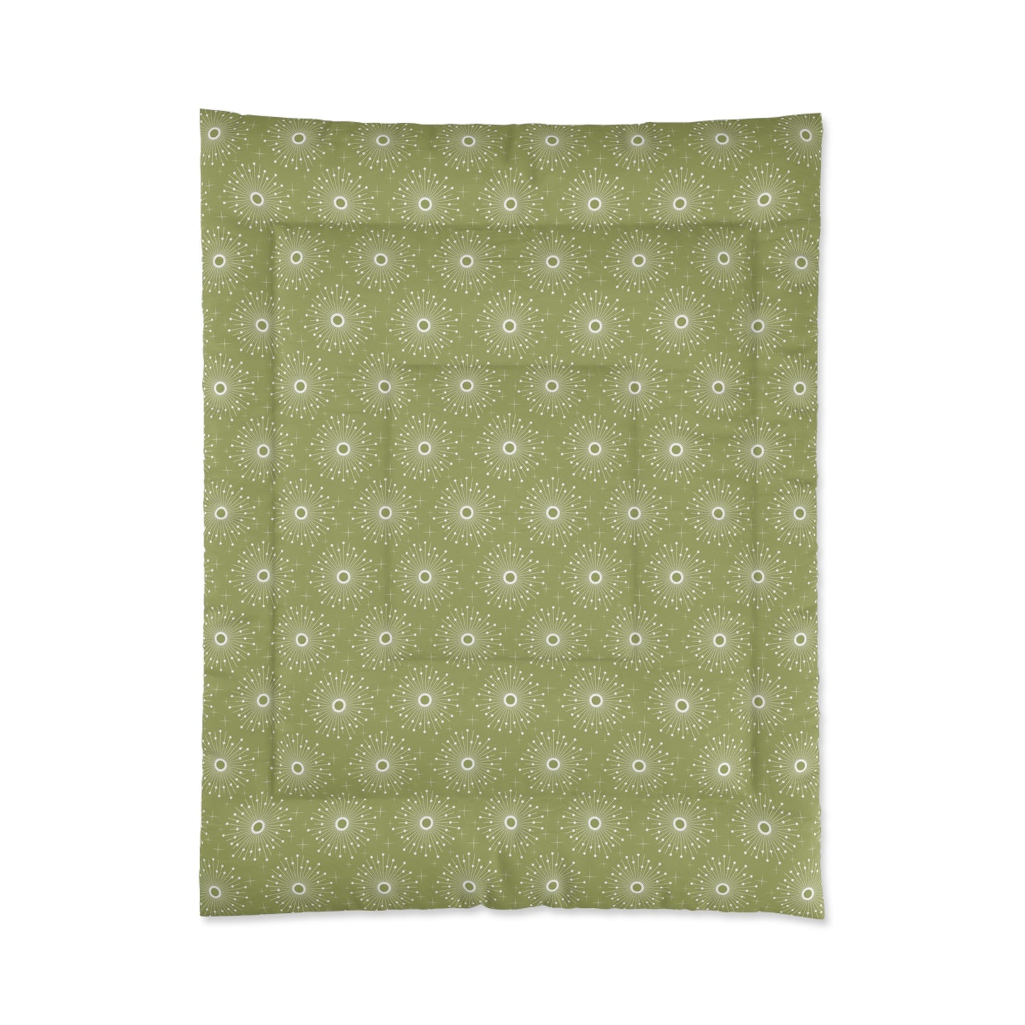 Retro 50's Atomic Bursts Mid Century Modern Green Comforter