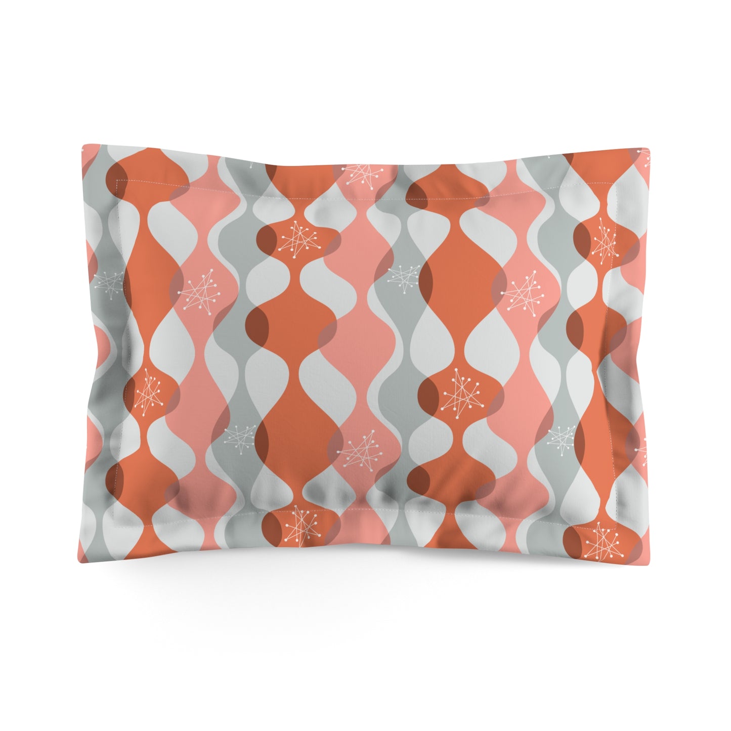 Mid Century Mod Atomic Starbursts & Waves Pink Pillow Sham