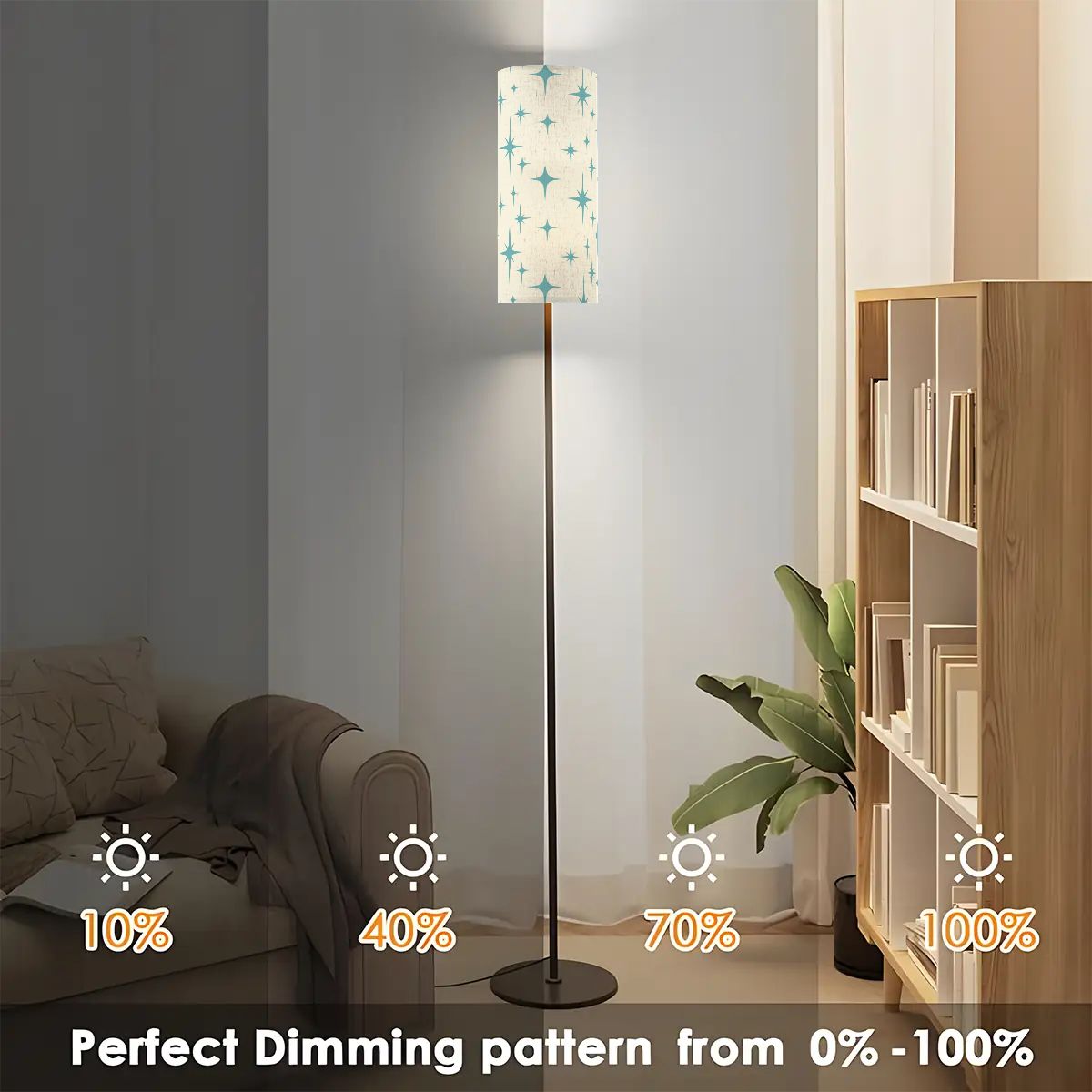 Retro 50s Atomic Starburst Mid Century Mod Blue and Off-White Floor Lamp