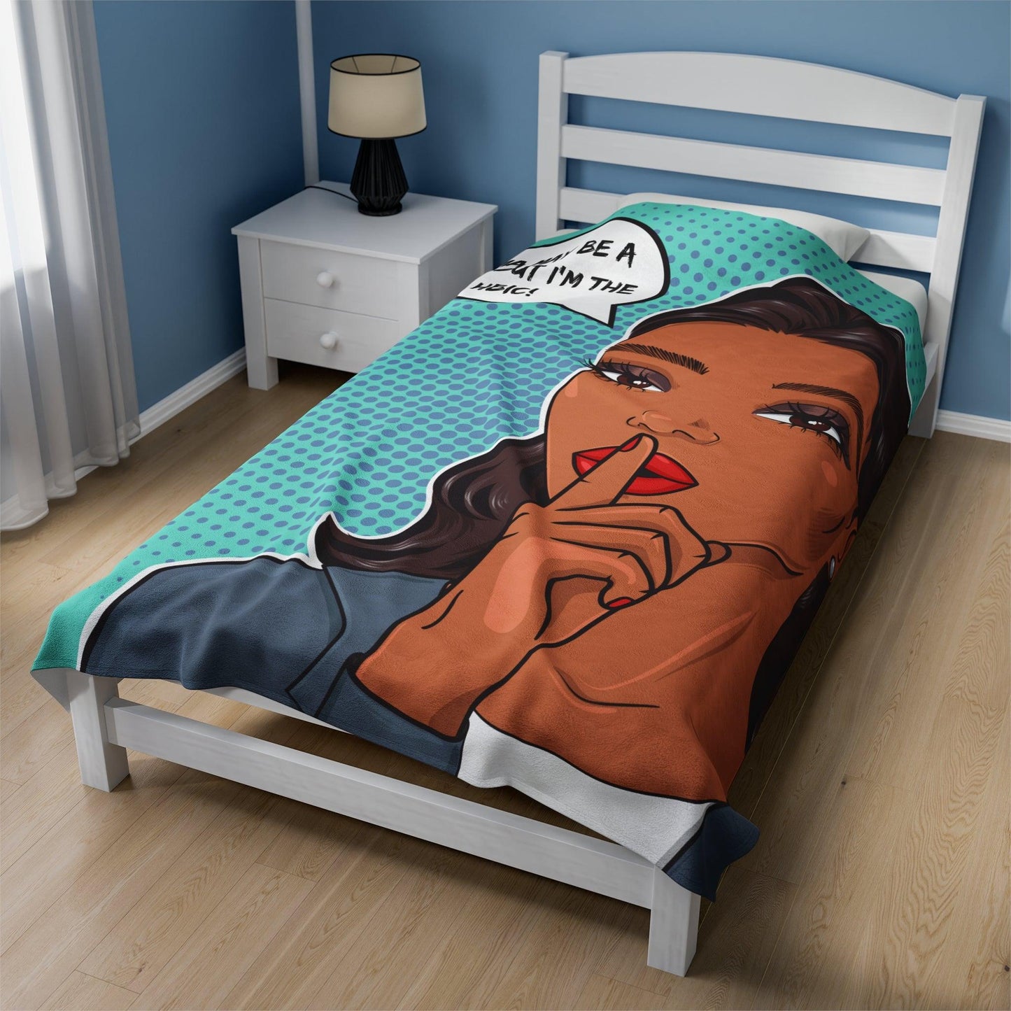 "HBIC" Comic Pop Art Colorful & Sassy Velveteen Lightweight Blanket | lovevisionkarma.com