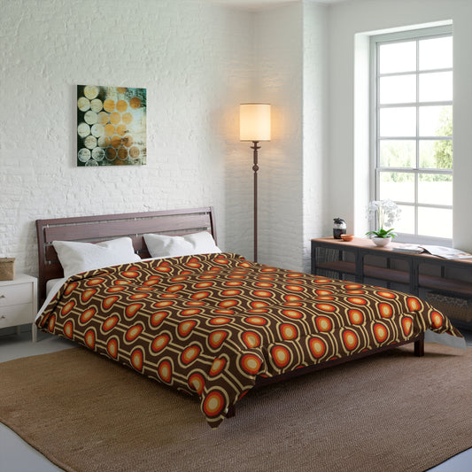 Retro 60's 70s Funky Mid Century Mod Brown & Orange Comforter