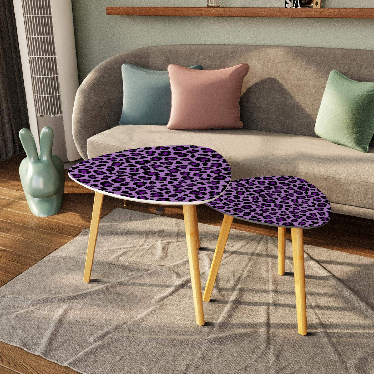 Purple Leopard Spots Cheetah Animal Print MCM Nesting Accent Tables